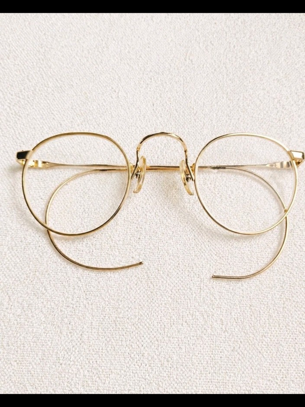 Vintage Round Wire Rim Eyeglasses Gold Tone Metal Frame Clear Lens Retro